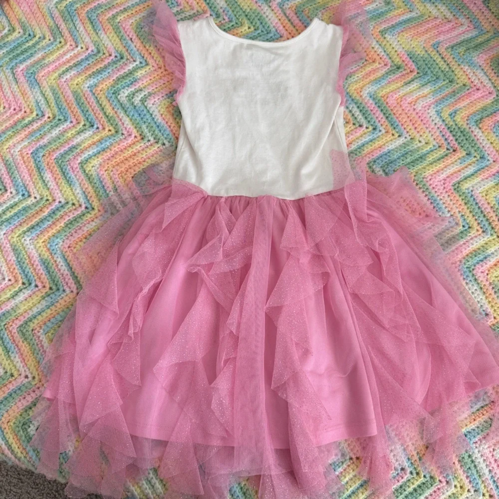 LOL Surprise dolls white pink tutu dress with heart sunglasses graphic Size 4-5